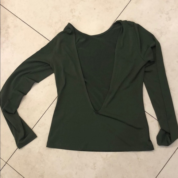 Army green open back long sleeve top size small - Picture 5 of 6